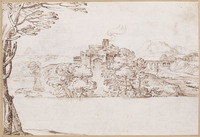 K V 075
<br/>
Landschap met een fort aan een rivier
<br/>
<em>Grimaldi, Giovanni Francesco (1606-1680) - toegeschreven aan</em>